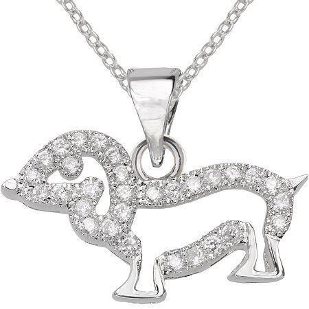 Cubic Zirconia Dog Pendant Necklace