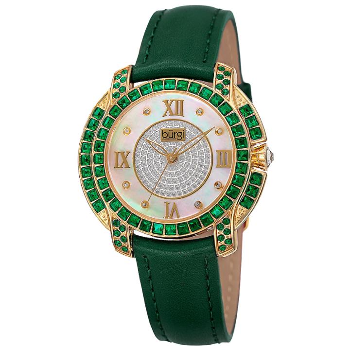 Burgi Womens Green Strap Watch-b-156gn