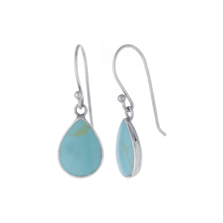 Simulated Turquoise Sterling Silver Teardrop Earrings