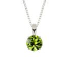 Genuine Round Peridot Sterling Silver Pendant Necklace