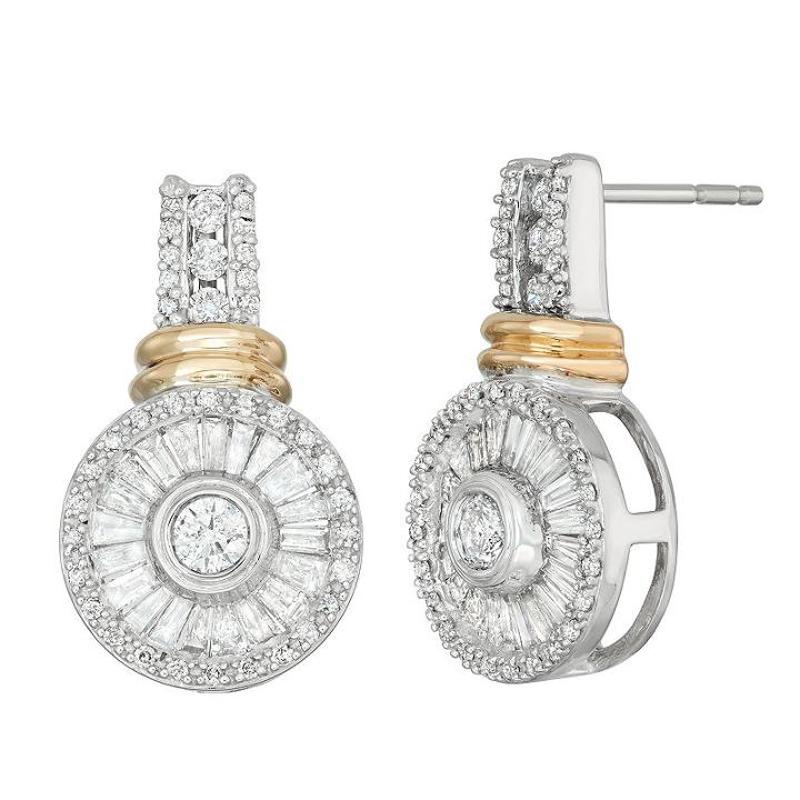 1 Ct. T.w. Genuine White Diamond 10k Gold Drop Earrings