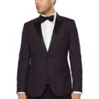 Jf J.ferrar Formal Burgundy Geo Super Slim Fit Sport Coat