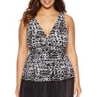 Trimshaper Pattern Tankini Swimsuit Top-plus
