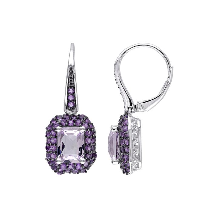 Genuine Rose De France And Amethyst Pendant Necklace