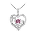 Love In Motion&trade; Lab-created Pink And White Sapphire Sterling Silver Mom Pendant