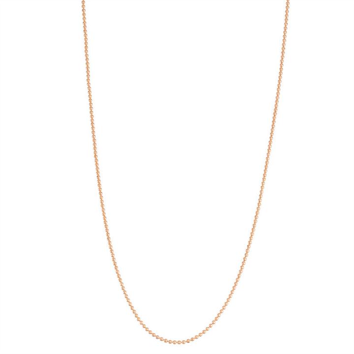 14k Rose Gold Over Silver Solid Bead 22 Inch Chain Necklace