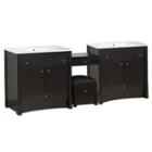 92.25-in. W Floor Mount Distressed Antique Walnutvanity Set For 1 Hole Drilling
