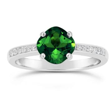 Womens Lab Created Emerald Sterling Silver Ring