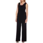 R & M Richards Sleeveless Ruched Side Knit Jumpsuit - Petite
