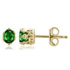 Oval Green Chrome Diopside 14k Gold Over Silver Stud Earrings