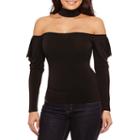Bisou Bisou Choker Ruched Sleeve Top