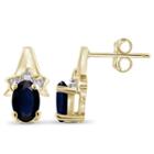 Diamond Accent Genuine Blue Sapphire 14k Gold Over Silver 11.8mm Stud Earrings