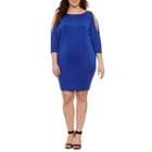 Boutique + 3/4 Split Sleeve Bodycon Dress-plus