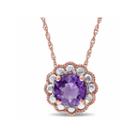 Womens 17 Inch Purple Amethyst 10k Gold Link Necklace