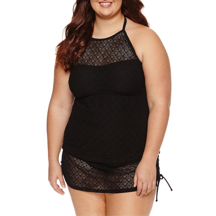 Aqua Couture Crochet Tankini Swimsuit Top-plus