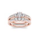 1 Ct. T.w. Diamond 14k Rose Gold Bridal Ring Set