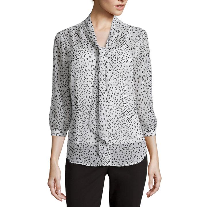Liz Claiborne 3/4-sleeve Dot Blouse