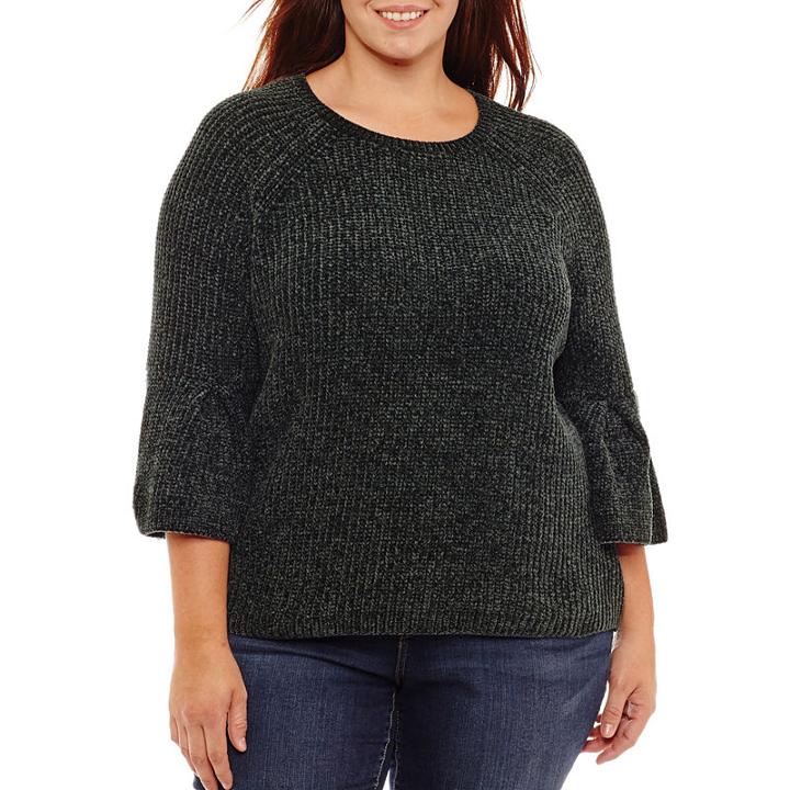 A.n.a Long Sleeve Chenille Pullover Sweater - Plus