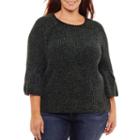 A.n.a Long Sleeve Chenille Pullover Sweater - Plus