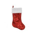 20 Shiny Red Holographic Sequined Christmas Stocking With White Faux Fur Cuff