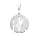 Personalized Sterling Silver 25mm Block Monogram Pendant Necklace