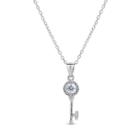 Diamonart Womens 1/2 Ct. T.w. Lab Created White Cubic Zirconia Sterling Silver Keys Pendant Necklace