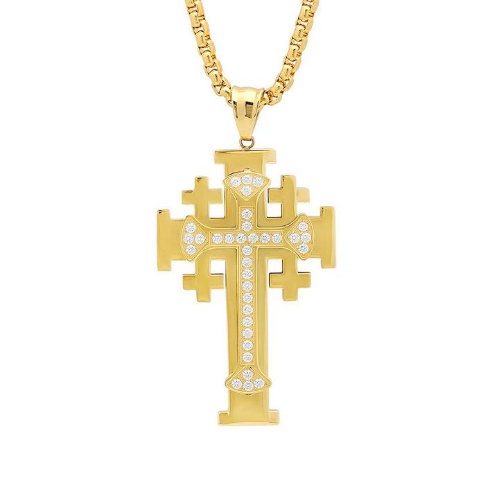 Steeltime Mens White Cubic Zirconia Pendant Necklace