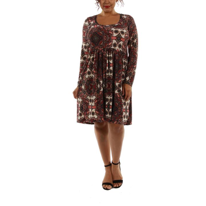 24/7 Comfort Apparel Bellissima Empire Waist Dress-plus