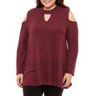 By & By Long Sleeve Collar Neck Jersey Blouse-juniors