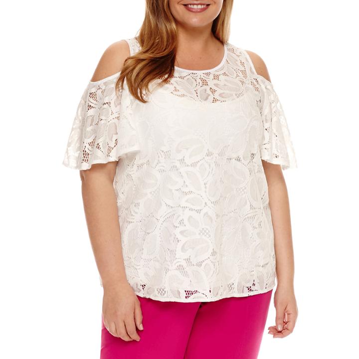 Worthington Cold Shoulder Shell - Plus