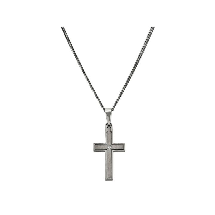 Mens Diamond Accent Titanium Cross Pendant