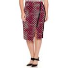 Worthington Exposed-zip Print Envelope Skirt - Plus