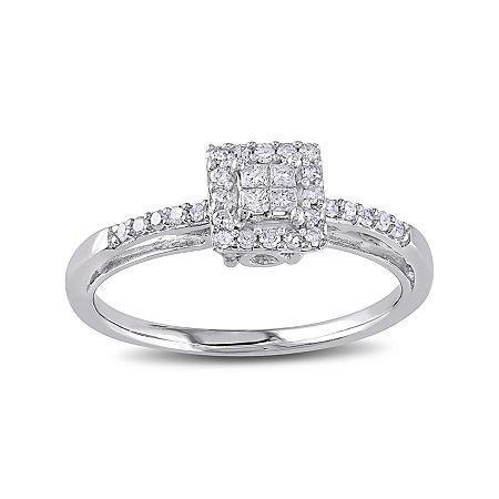 1/5 Ct. T.w. Diamond 10k White Gold Quad Princess Bridal Ring