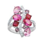 Simulated Amethyst, Pink Sapphire & Ruby Sterling Silver Ring