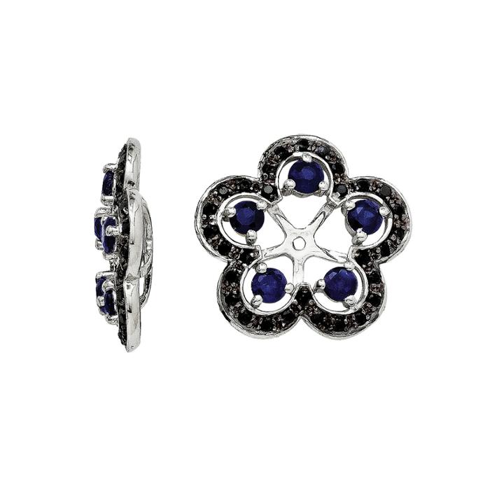 Lab-created Blue & Black Sapphire Sterling Silver Earring Jackets