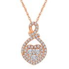 Womens 1/2 Ct. T.w. Genuine White Diamond 14k Gold Heart Pendant Necklace