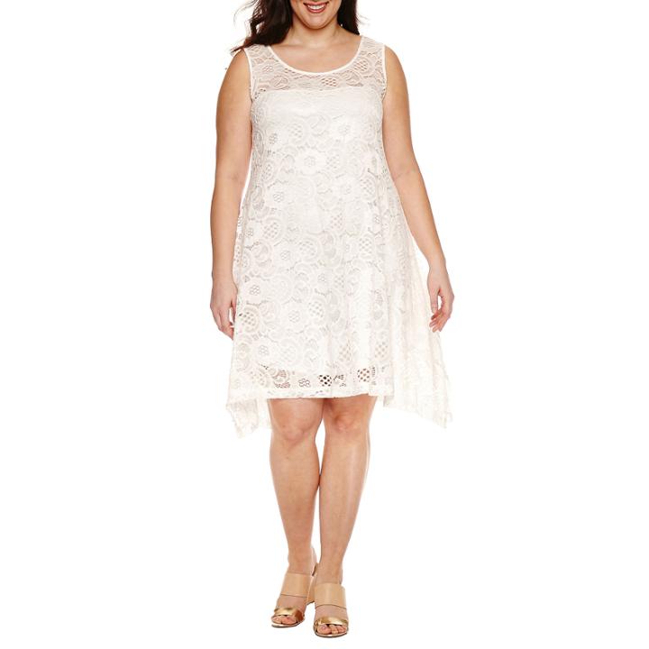 Robbie Bee Sleeveless Lace Trapeze Dress-plus