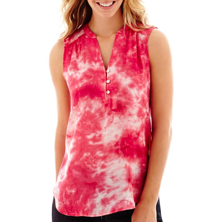 St. John's Bay Sleeveless Tie-dyed Shirt