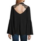 Belle + Sky Long Sleeve Lace Back Surplice Top