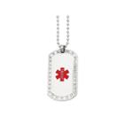 Mens Cubic Zirconia Stainless Steel Medical Dog Tag Pendant