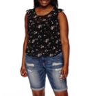 Arizona Sheer Floral Ruffle Top- Juniors Plus