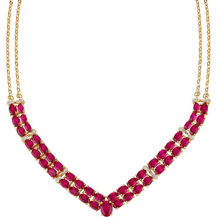 Womens Diamond Accent Red Ruby 10k Y Necklace