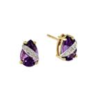 Genuine Amethyst And Diamond-accent 14k Yellow Gold Earrings