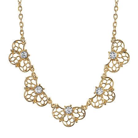 1928 Jewelry Crystal Gold-tone Filigree Necklace