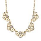 1928 Jewelry Crystal Gold-tone Filigree Necklace