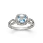 Lab Created Aquamarine & Lab Created White Sapphire Sterling Silver Ring