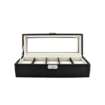 5 Watch Black Leather Watch Box