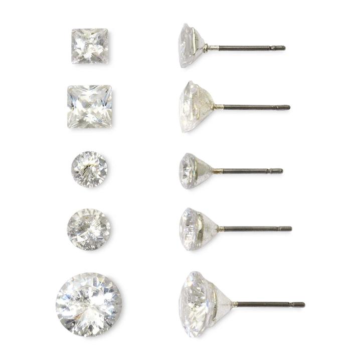 Mixit Silver-tone Cubic Zirconia 5-pr. Earring Set