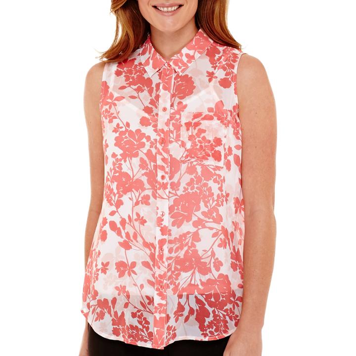 Liz Claiborne Sleeveless Button-front Shirt