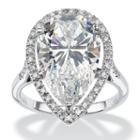 Diamonart Womens Greater Than 6 Ct. T.w. Cubic Zirconia White Platinum Over Silver Pear Cocktail Ring